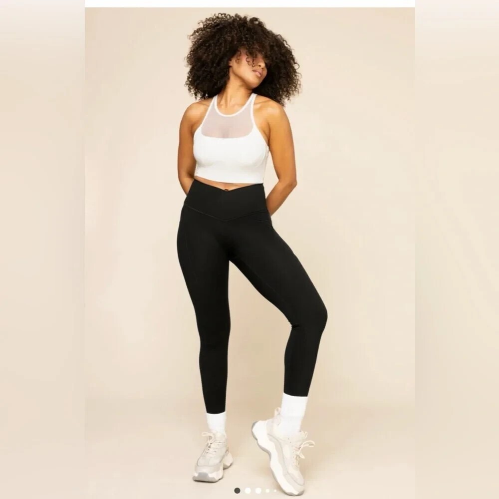 POPFLEX Curve Flex Crisscross Hourglass Seamless Legging XS Black Ribbed